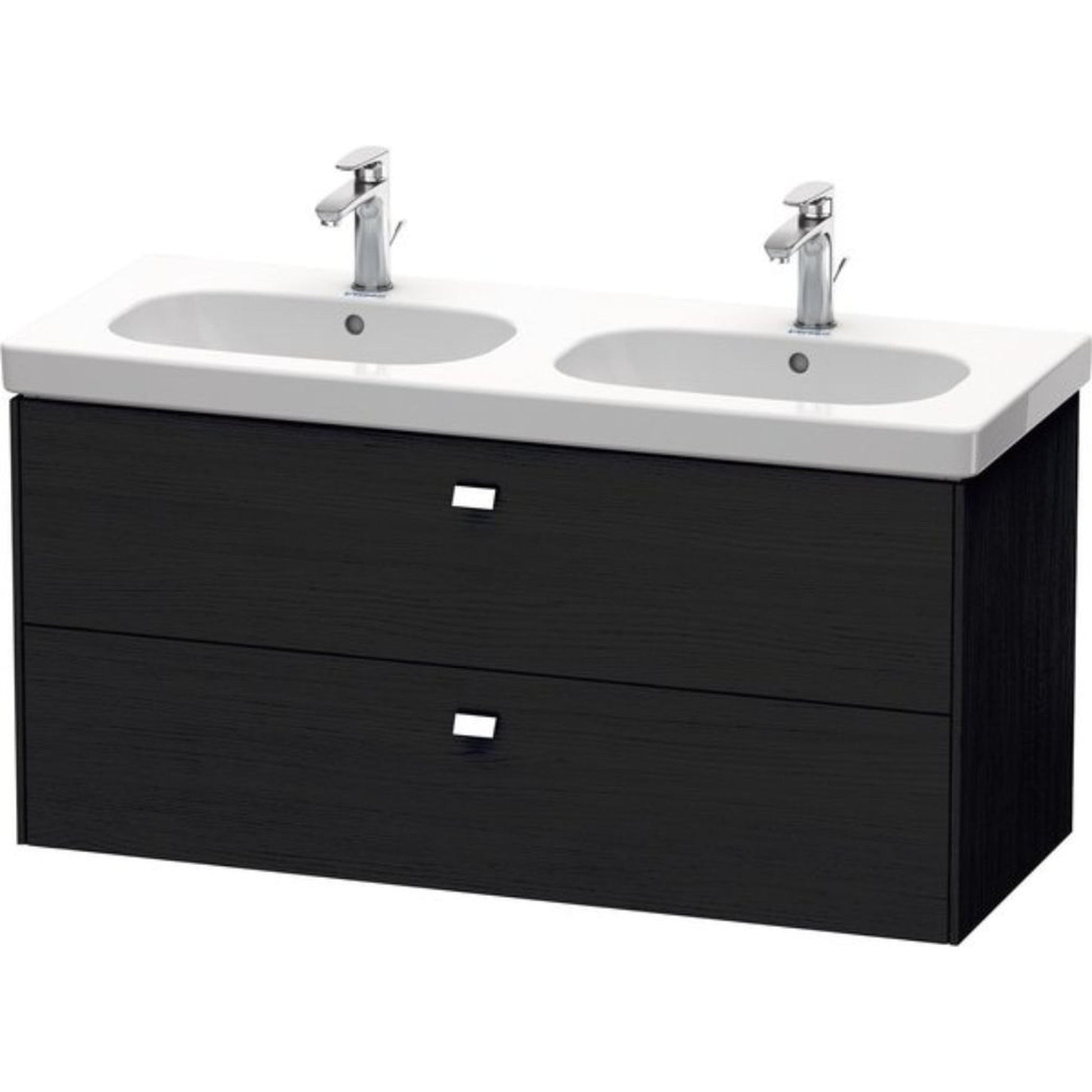 Duravit Brioso BR41480 46" x 22" x 18" Two Drawer Wall-Mount Vanity Unit in Black Oak and Chrome Handle