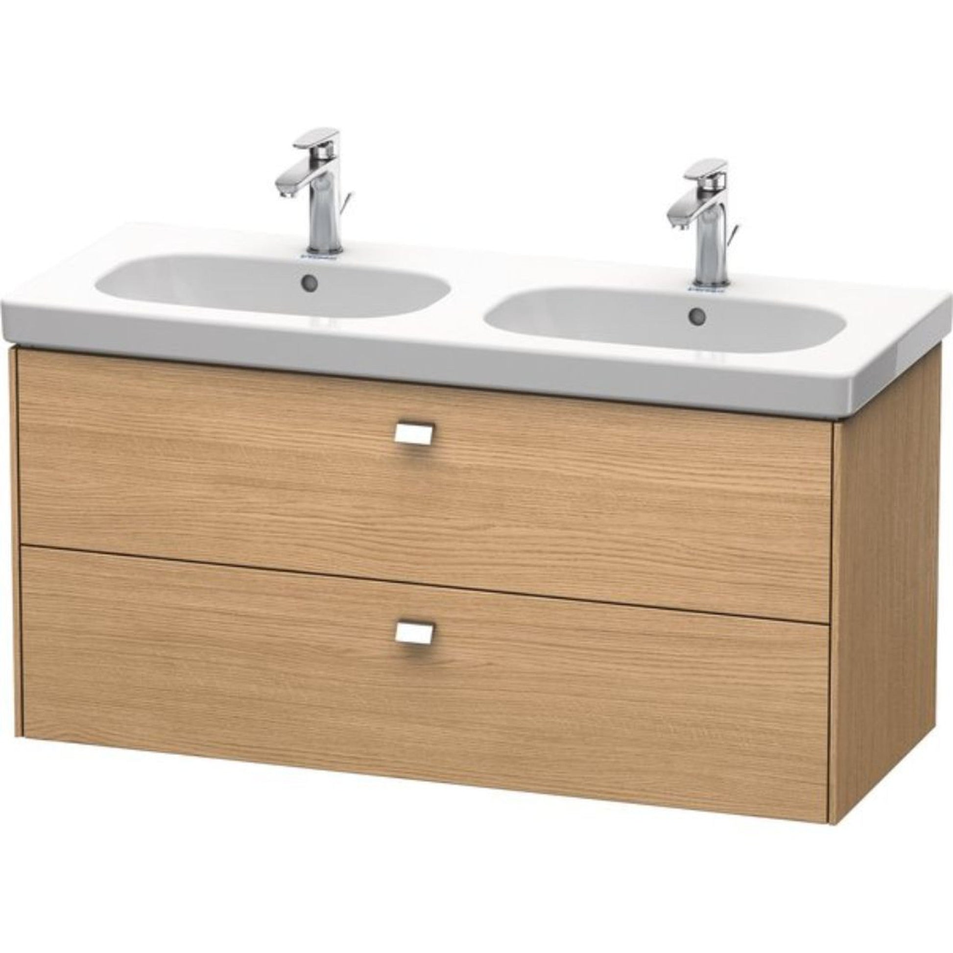 Duravit Brioso BR41480 46" x 22" x 18" Two Drawer Wall-Mount Vanity Unit in European Oak and Chrome Handle
