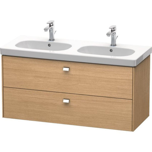 Duravit Brioso BR41480 46" x 22" x 18" Two Drawer Wall-Mount Vanity Unit in European Oak and Chrome Handle