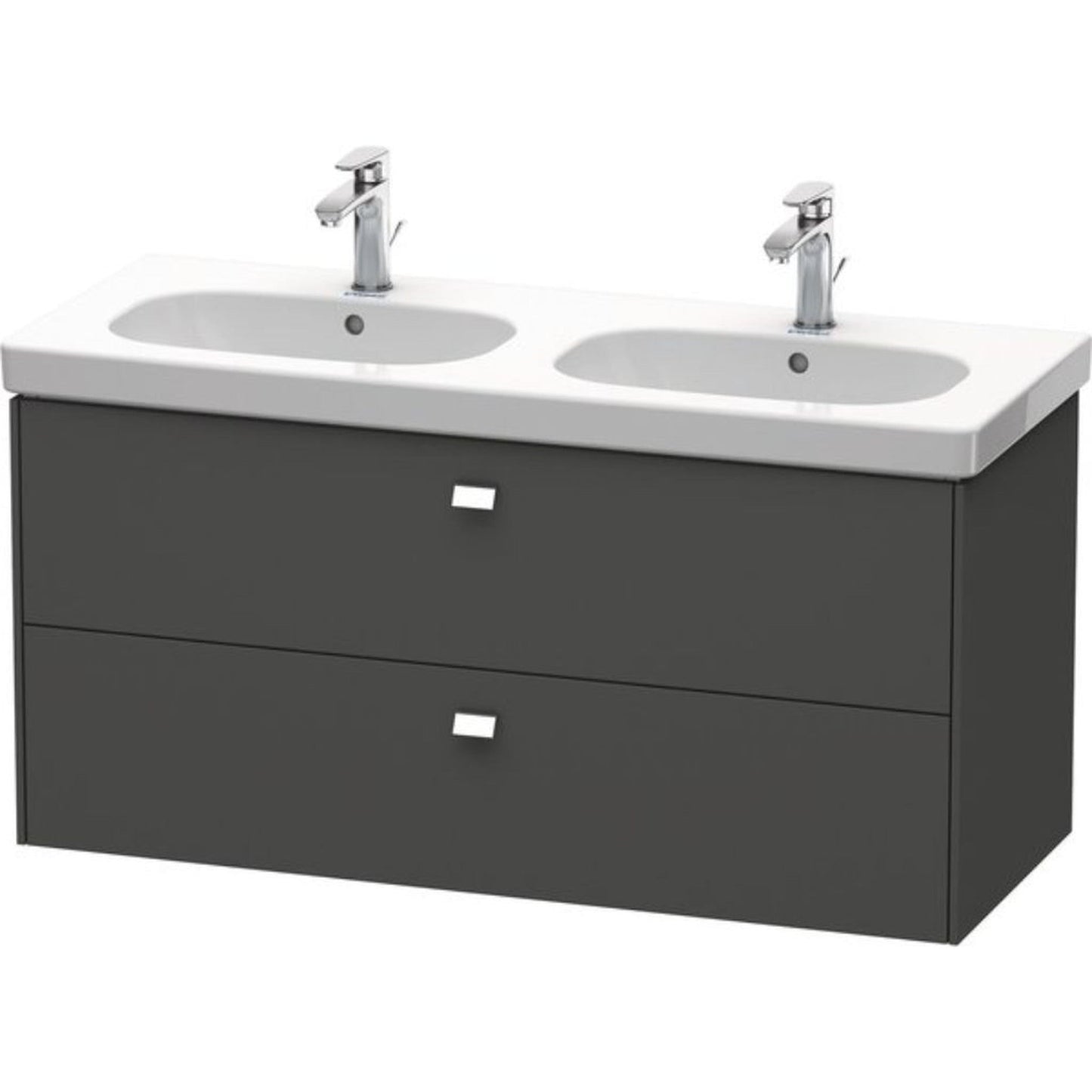 Duravit Brioso BR41480 46" x 22" x 18" Two Drawer Wall-Mount Vanity Unit in Graphite Matt and Chrome Handle