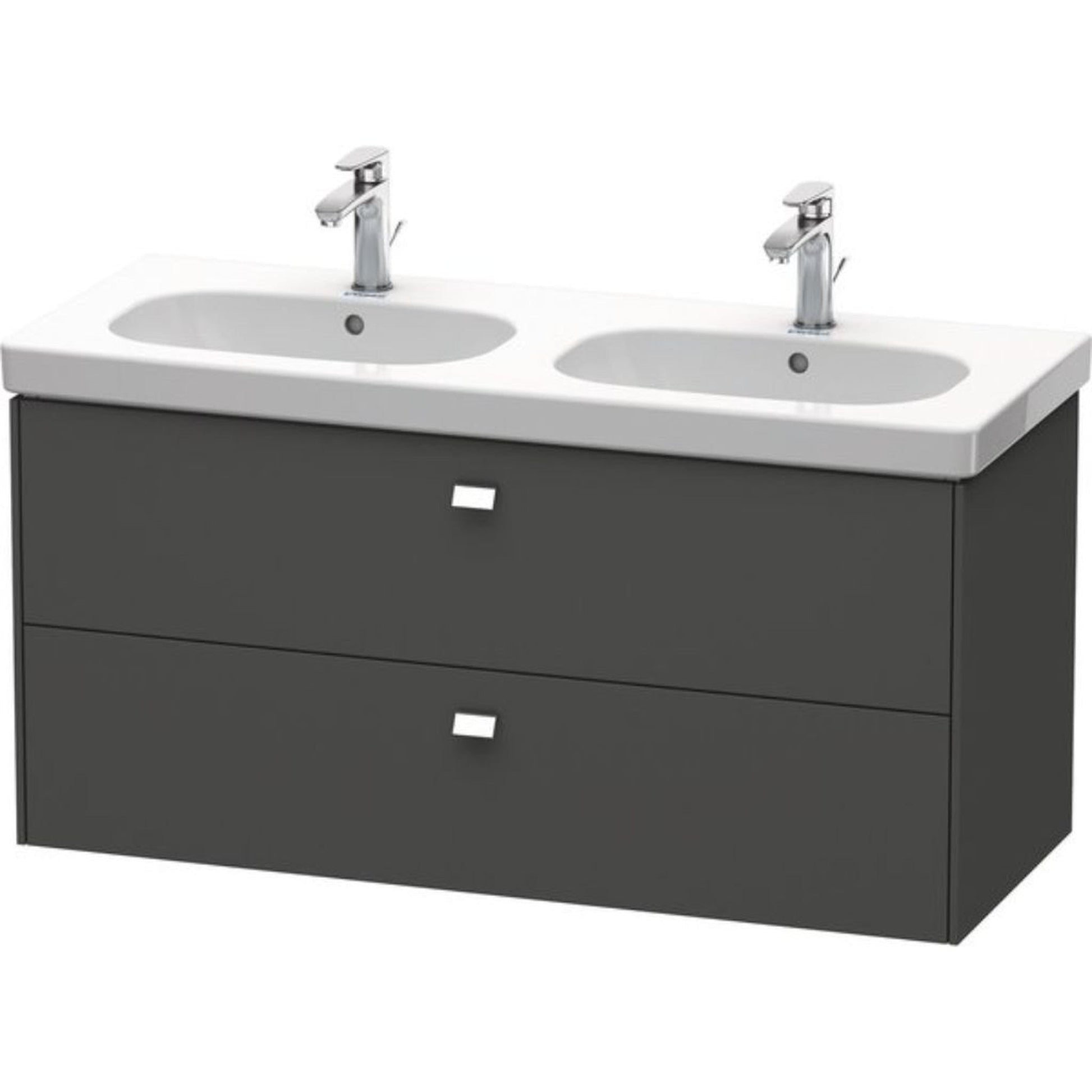 Duravit Brioso BR41480 46" x 22" x 18" Two Drawer Wall-Mount Vanity Unit in Graphite Matt and Chrome Handle