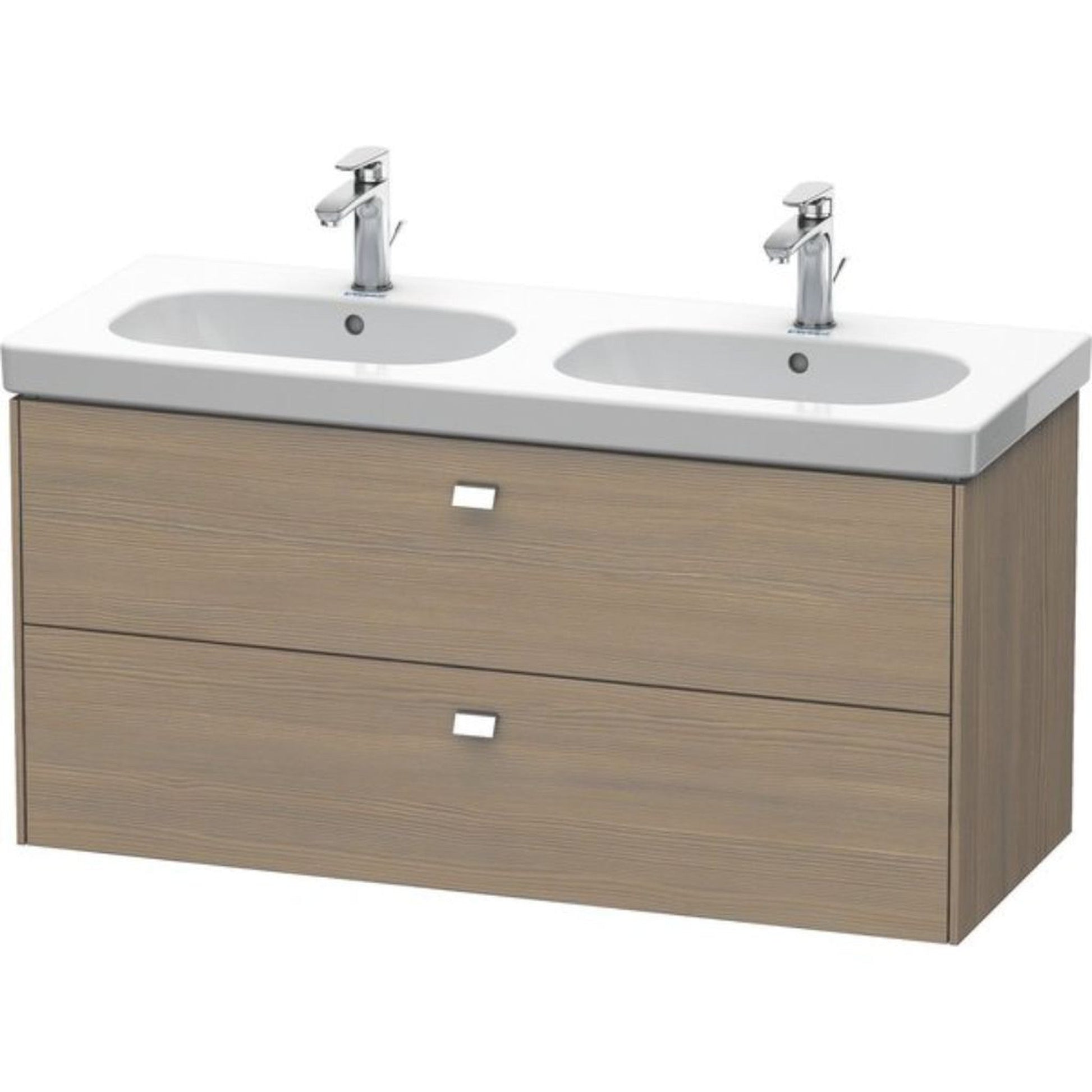 Duravit Brioso BR41480 46" x 22" x 18" Two Drawer Wall-Mount Vanity Unit in Oak Terra and Chrome Handle