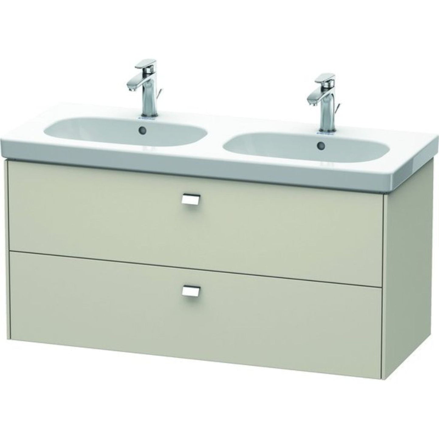 Duravit Brioso BR41480 46" x 22" x 18" Two Drawer Wall-Mount Vanity Unit in Taupe and Chrome Handle