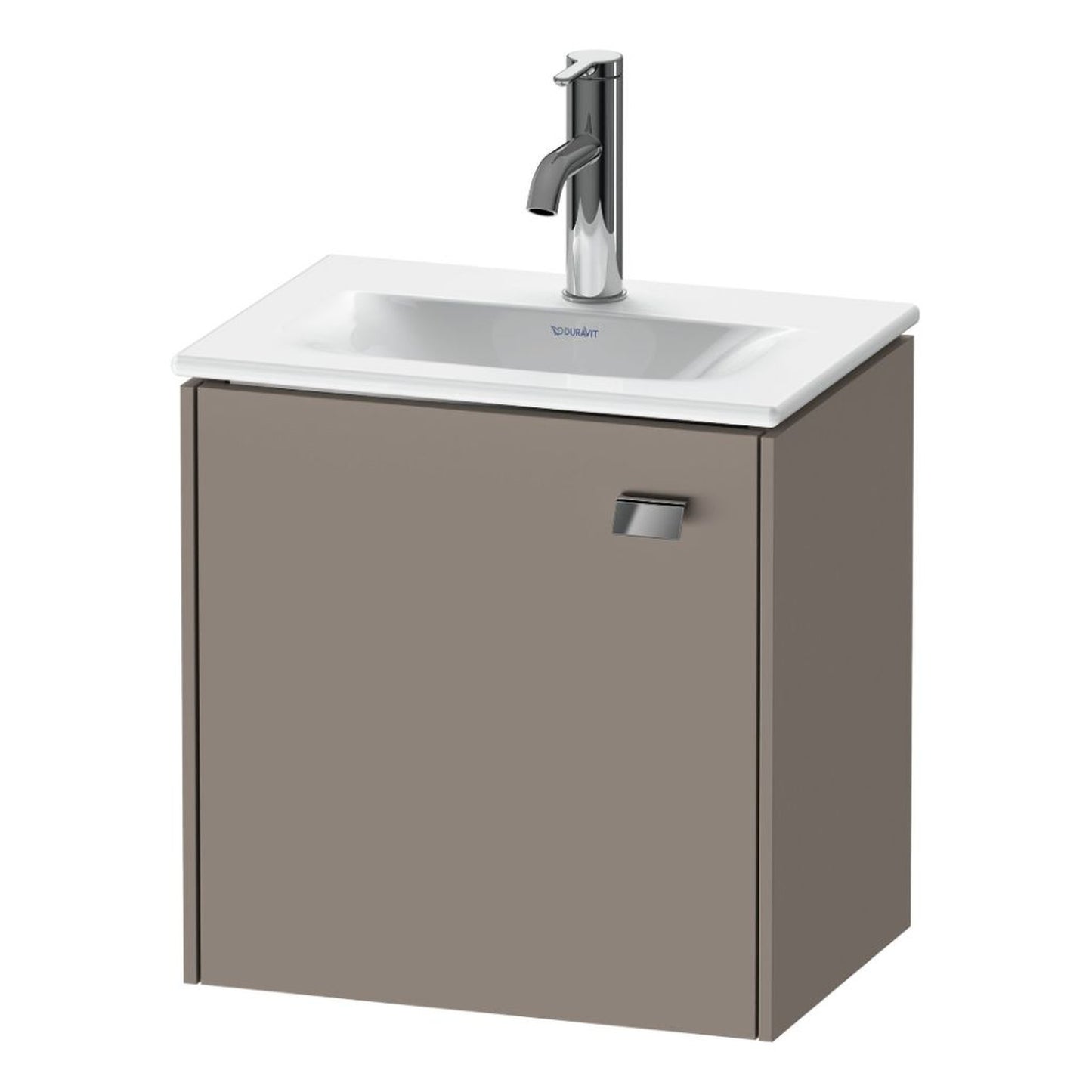 Duravit Brioso BR4208 17" x 17" x 12" Wall-Mount Vanity Unit With Left Hinge One Door Cabinet in Basalt Matt and Chrome Handle