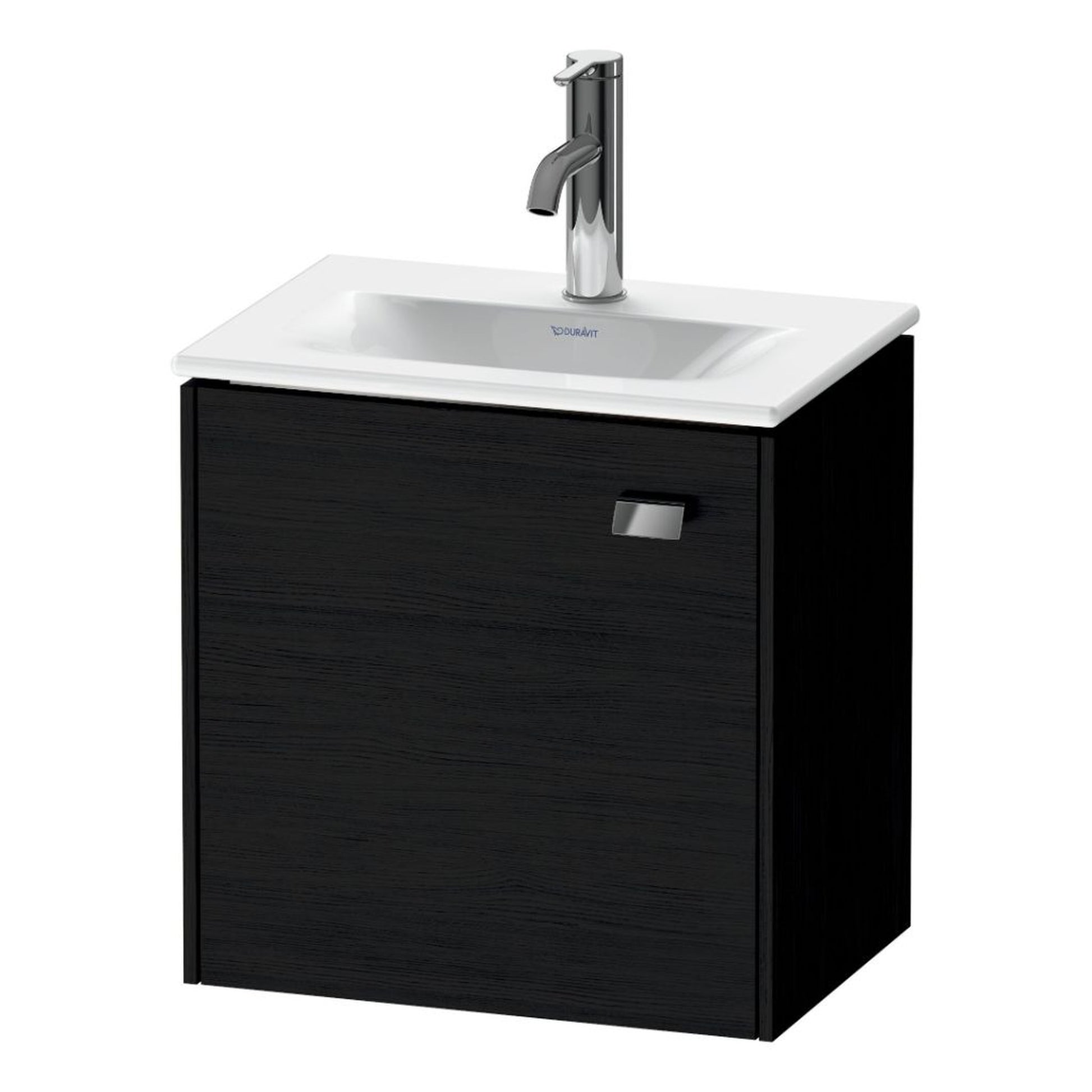 Duravit Brioso BR4208 17" x 17" x 12" Wall-Mount Vanity Unit With Left Hinge One Door Cabinet in Black Oak and Chrome Handle