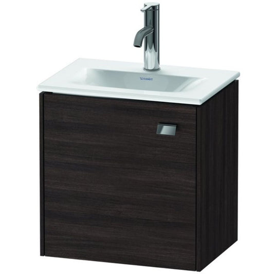 Duravit Brioso BR4208 17" x 17" x 12" Wall-Mount Vanity Unit With Left Hinge One Door Cabinet in Chestnut Dark and Chrome Handle