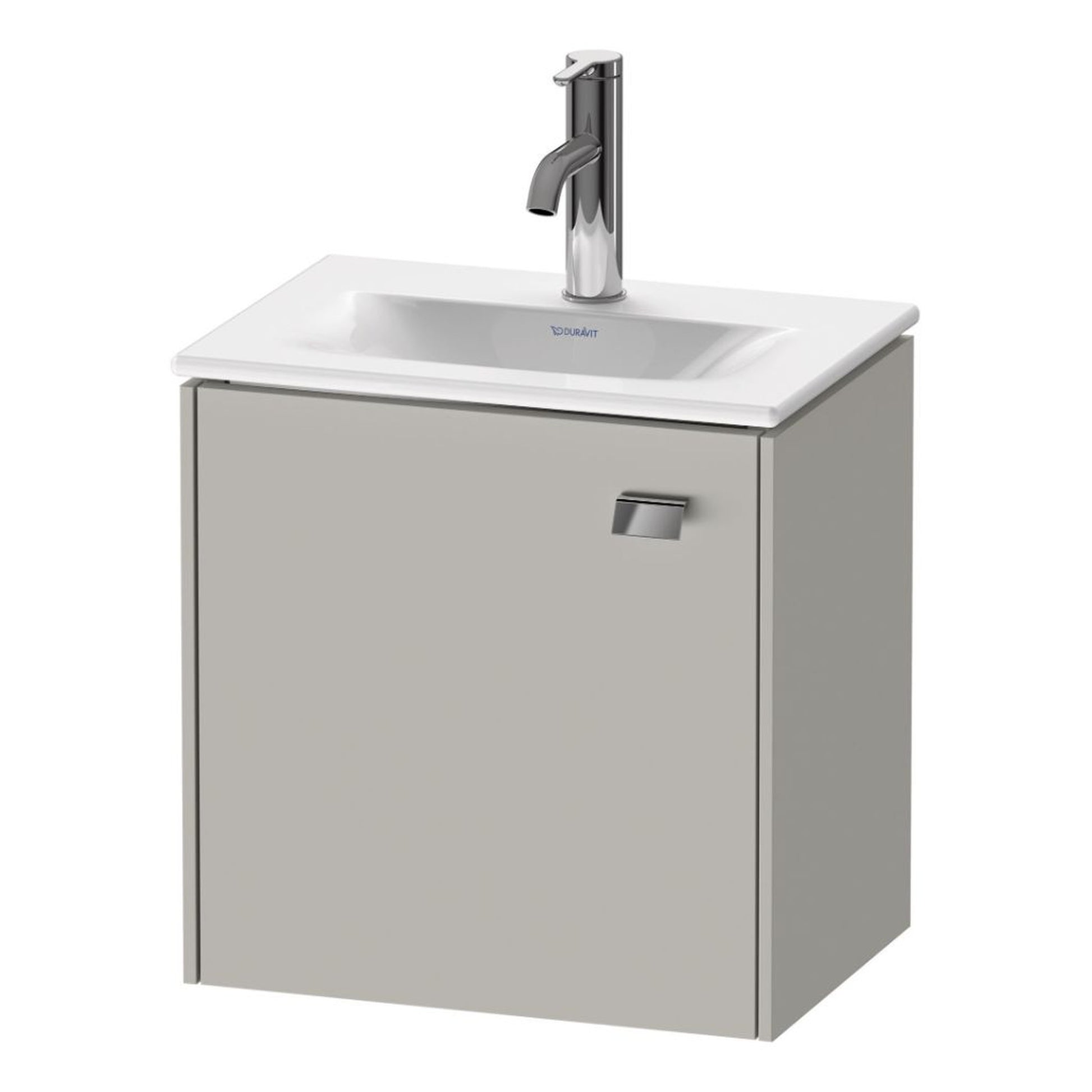 Duravit Brioso BR4208 17" x 17" x 12" Wall-Mount Vanity Unit With Left Hinge One Door Cabinet in Concrete Grey Matt and Chrome Handle