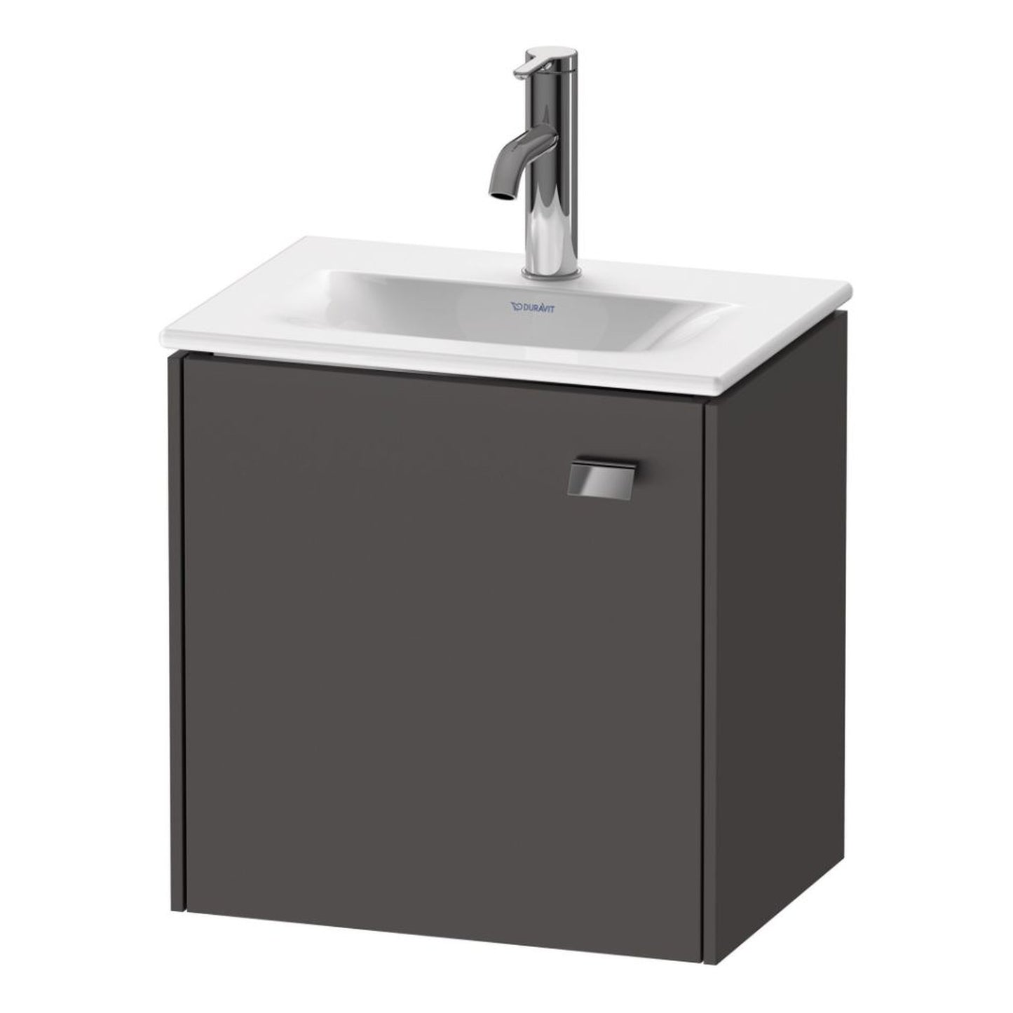 Duravit Brioso BR4208 17" x 17" x 12" Wall-Mount Vanity Unit With Left Hinge One Door Cabinet in Graphite Matt and Chrome Handle