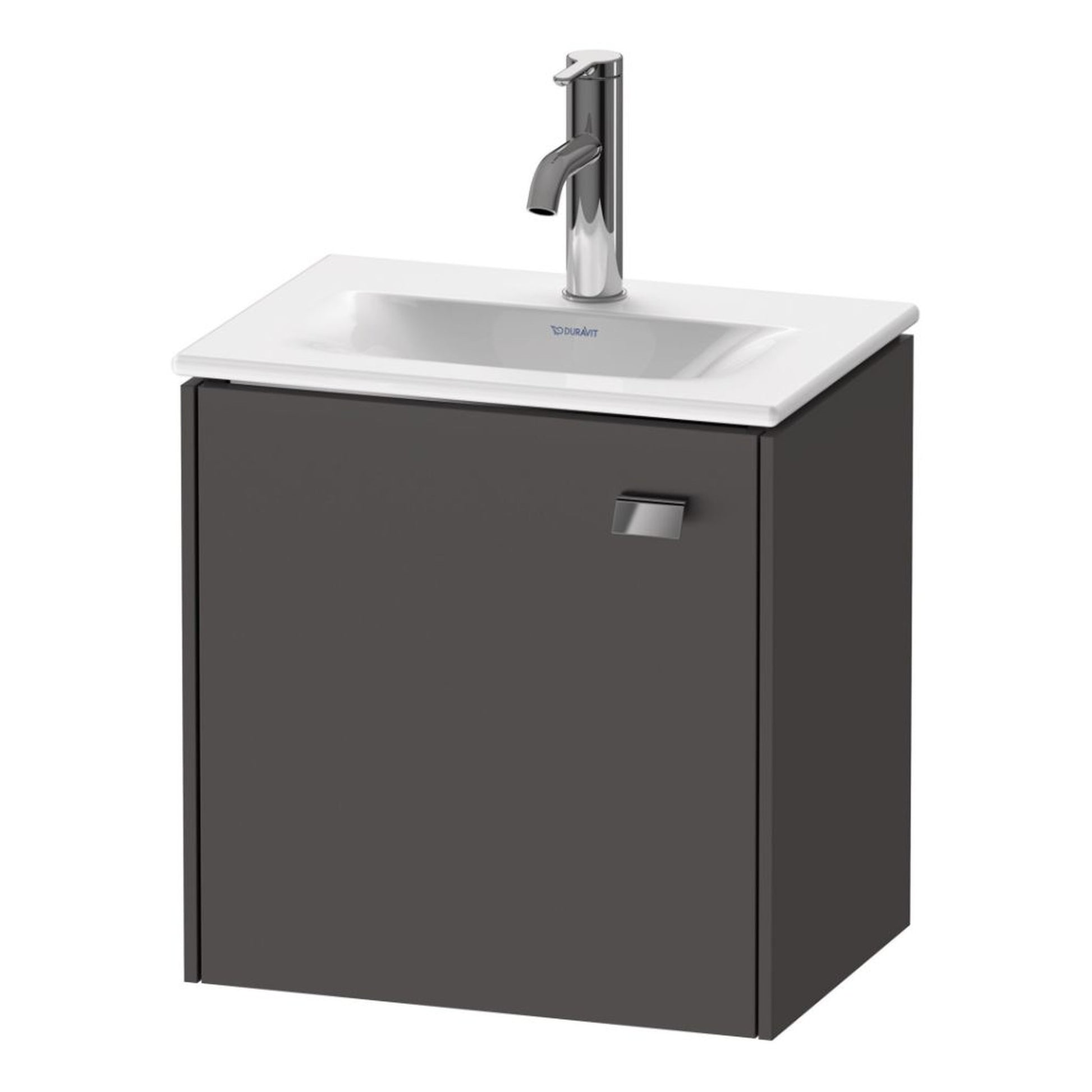 Duravit Brioso BR4208 17" x 17" x 12" Wall-Mount Vanity Unit With Left Hinge One Door Cabinet in Graphite Matt and Chrome Handle