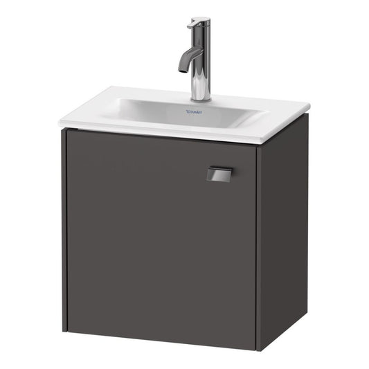Duravit Brioso BR4208 17" x 17" x 12" Wall-Mount Vanity Unit With Left Hinge One Door Cabinet in Graphite Matt and Chrome Handle