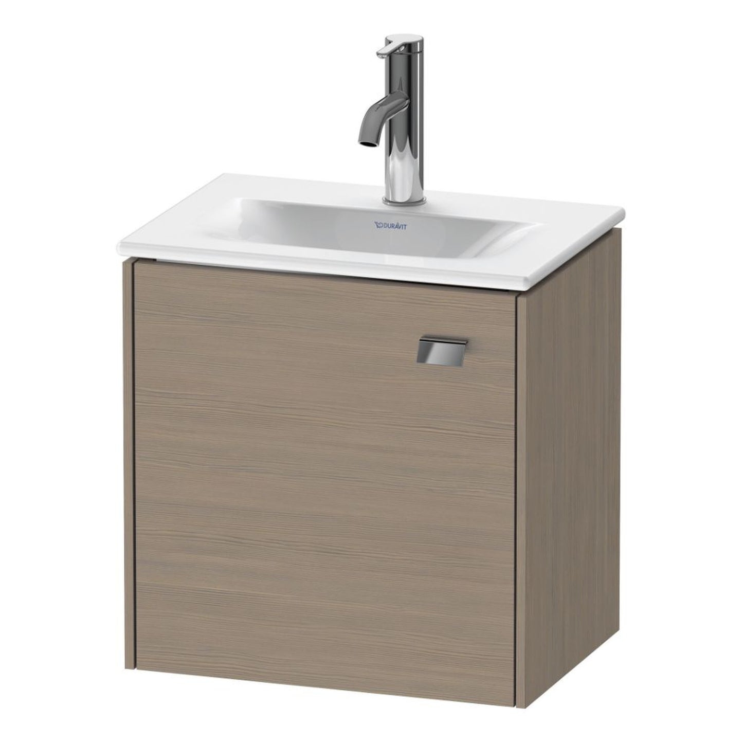 Duravit Brioso BR4208 17" x 17" x 12" Wall-Mount Vanity Unit With Left Hinge One Door Cabinet in Oak Terra and Chrome Handle