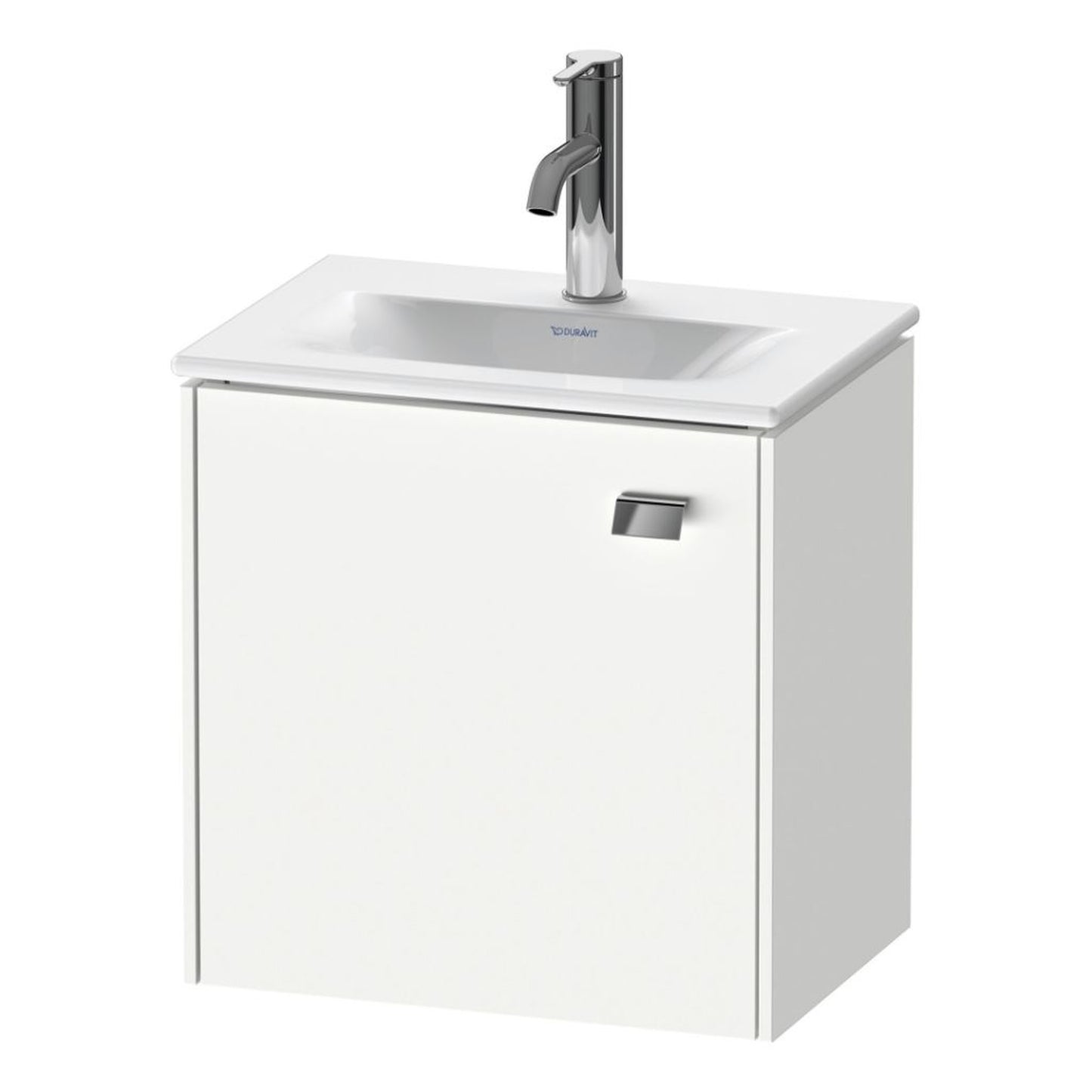 Duravit Brioso BR4208 17" x 17" x 12" Wall-Mount Vanity Unit With Left Hinge One Door Cabinet in White Matt and Chrome Handle