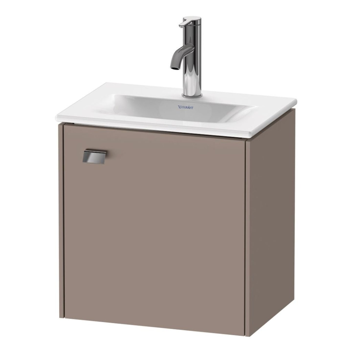 Duravit Brioso BR4208 17" x 17" x 12" Wall-Mount Vanity Unit With Right Hinge One Door Cabinet in Basalt Matt and Chrome Handle