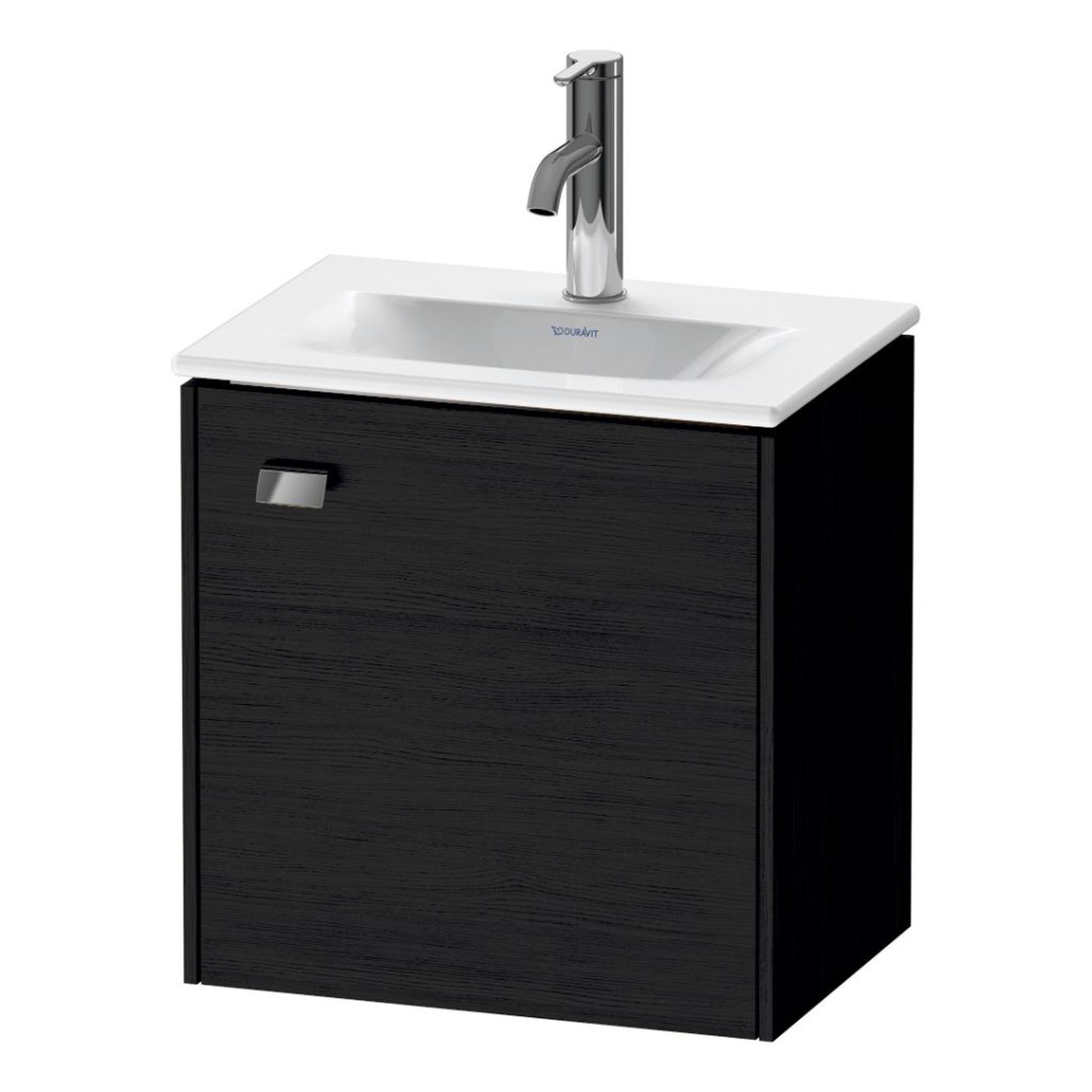 Duravit Brioso BR4208 17" x 17" x 12" Wall-Mount Vanity Unit With Right Hinge One Door Cabinet in Black Oak and Chrome Handle