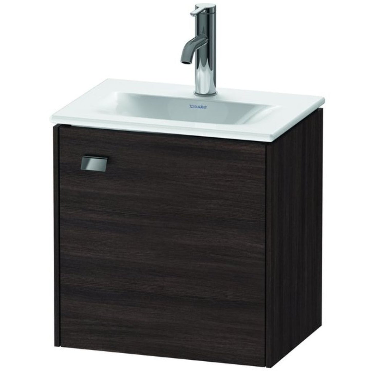 Duravit Brioso BR4208 17" x 17" x 12" Wall-Mount Vanity Unit With Right Hinge One Door Cabinet in Chestnut Dark and Chrome Handle