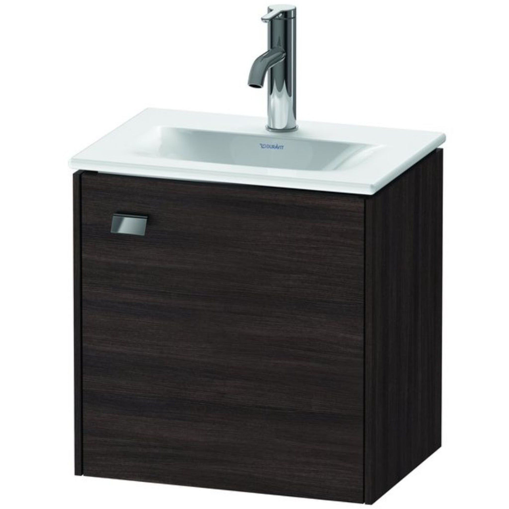 Duravit Brioso BR4208 17" x 17" x 12" Wall-Mount Vanity Unit With Right Hinge One Door Cabinet in Chestnut Dark and Chrome Handle
