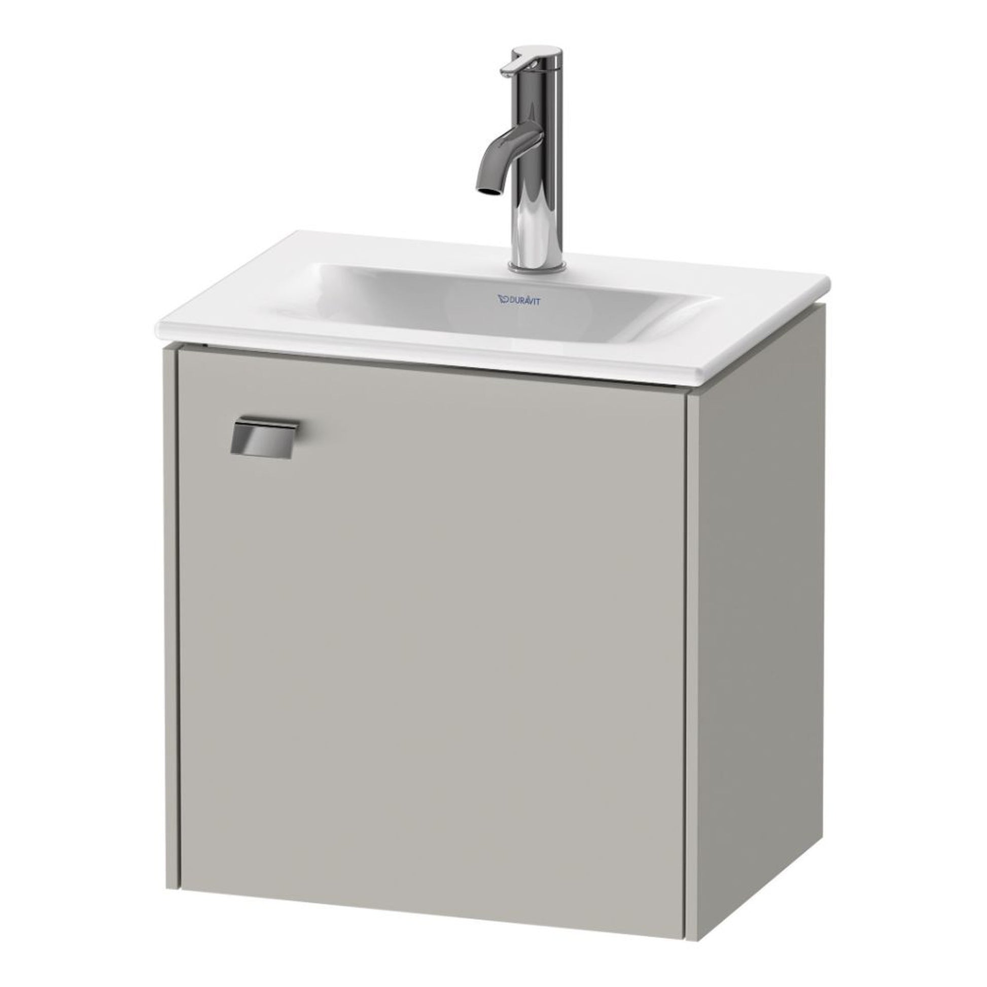 Duravit Brioso BR4208 17" x 17" x 12" Wall-Mount Vanity Unit With Right Hinge One Door Cabinet in Concrete Grey Matt and Chrome Handle