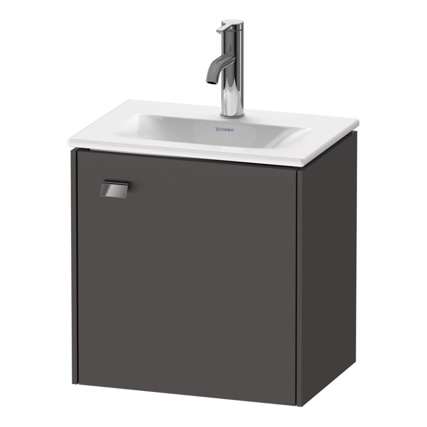 Duravit Brioso BR4208 17" x 17" x 12" Wall-Mount Vanity Unit With Right Hinge One Door Cabinet in Graphite Matt and Chrome Handle