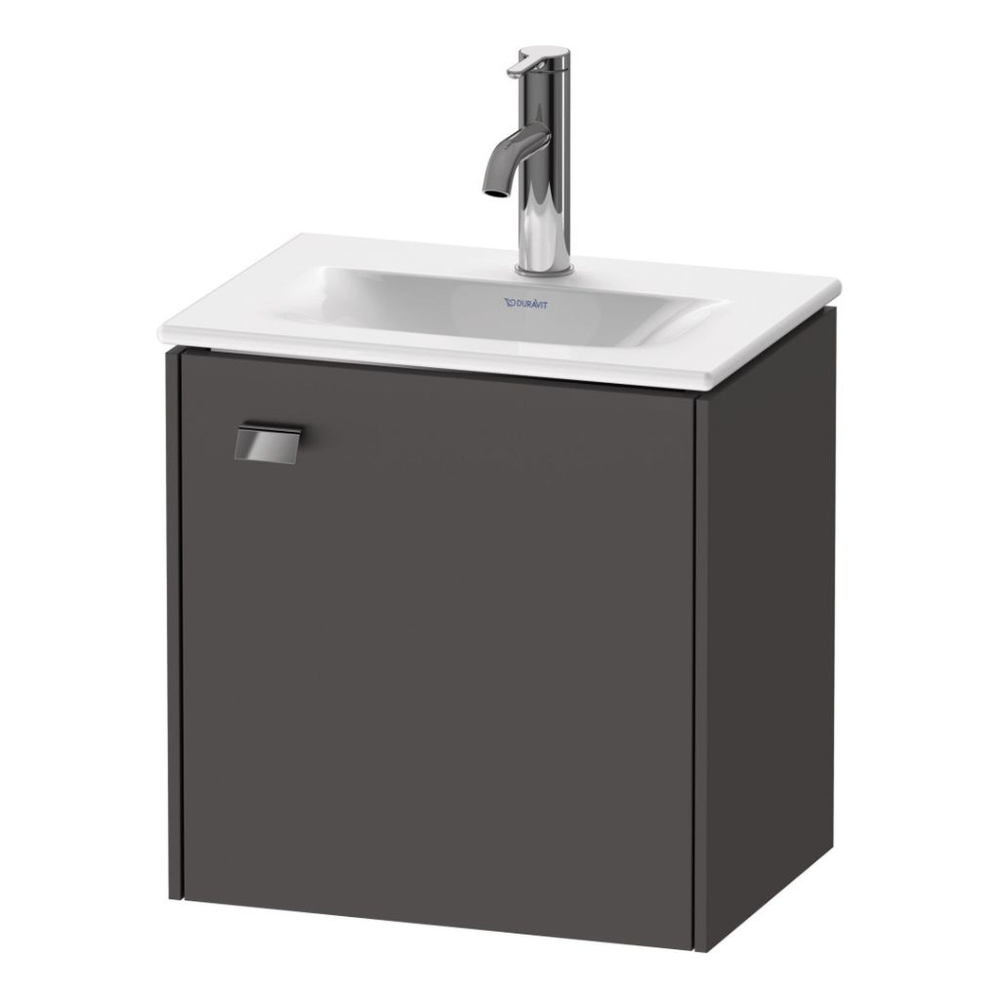 Duravit Brioso BR4208 17" x 17" x 12" Wall-Mount Vanity Unit With Right Hinge One Door Cabinet in Graphite Matt and Chrome Handle