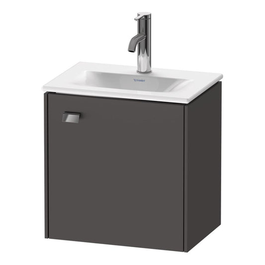 Duravit Brioso BR4208 17" x 17" x 12" Wall-Mount Vanity Unit With Right Hinge One Door Cabinet in Graphite Matt and Chrome Handle