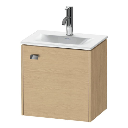 Duravit Brioso BR4208 17" x 17" x 12" Wall-Mount Vanity Unit With Right Hinge One Door Cabinet in Natural Oak and Chrome Handle