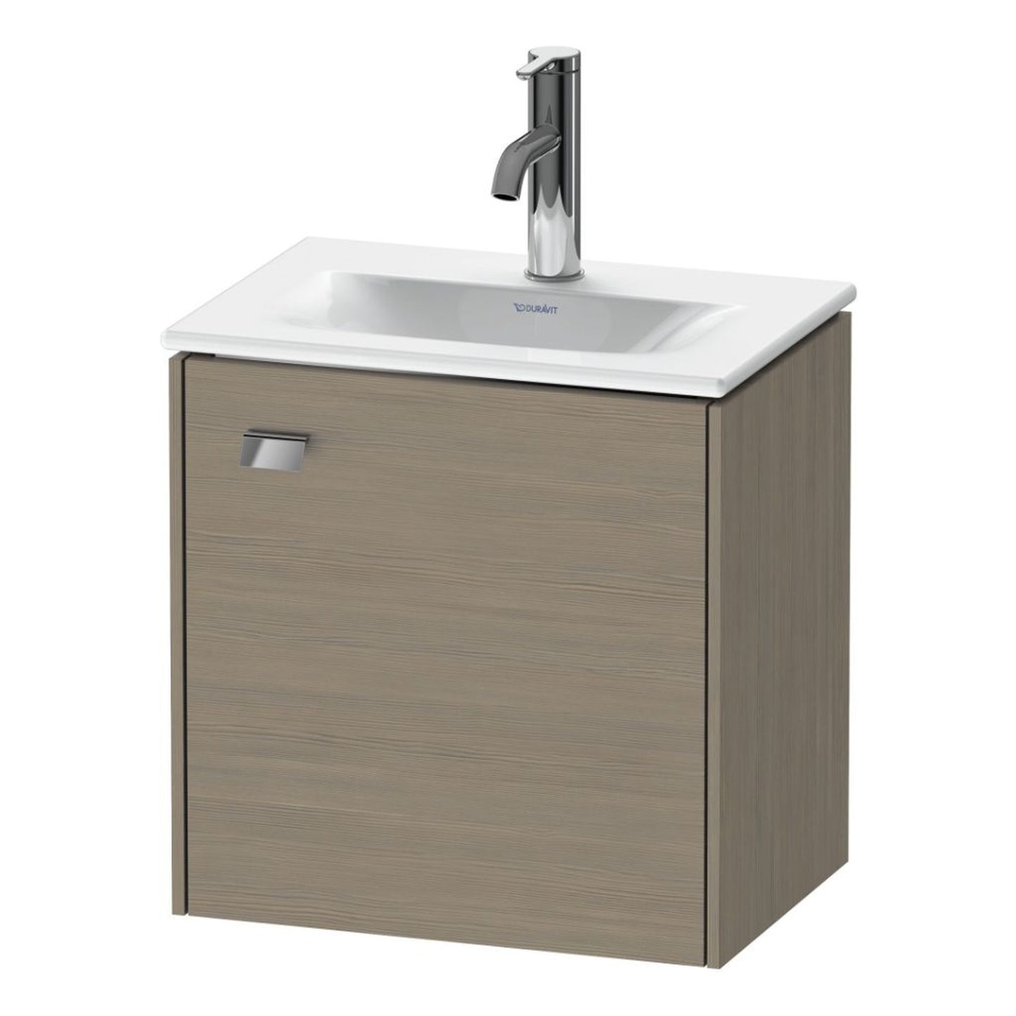 Duravit Brioso BR4208 17" x 17" x 12" Wall-Mount Vanity Unit With Right Hinge One Door Cabinet in Oak Terra and Chrome Handle