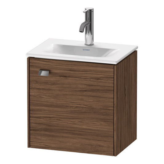 Duravit Brioso BR4208 17" x 17" x 12" Wall-Mount Vanity Unit With Right Hinge One Door Cabinet in Walnut Dark and Chrome Handle