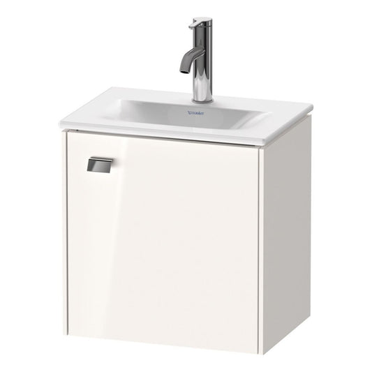 Duravit Brioso BR4208 17" x 17" x 12" Wall-Mount Vanity Unit With Right Hinge One Door Cabinet in White High Gloss and Chrome Handle
