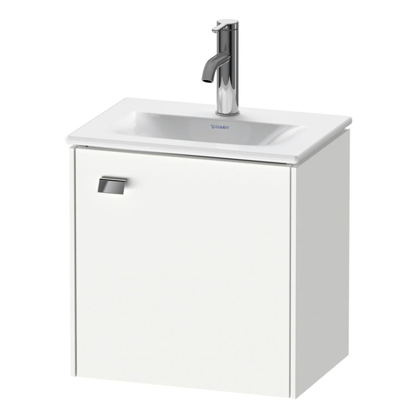 Duravit Brioso BR4208 17" x 17" x 12" Wall-Mount Vanity Unit With Right Hinge One Door Cabinet in White Matt and Chrome Handle