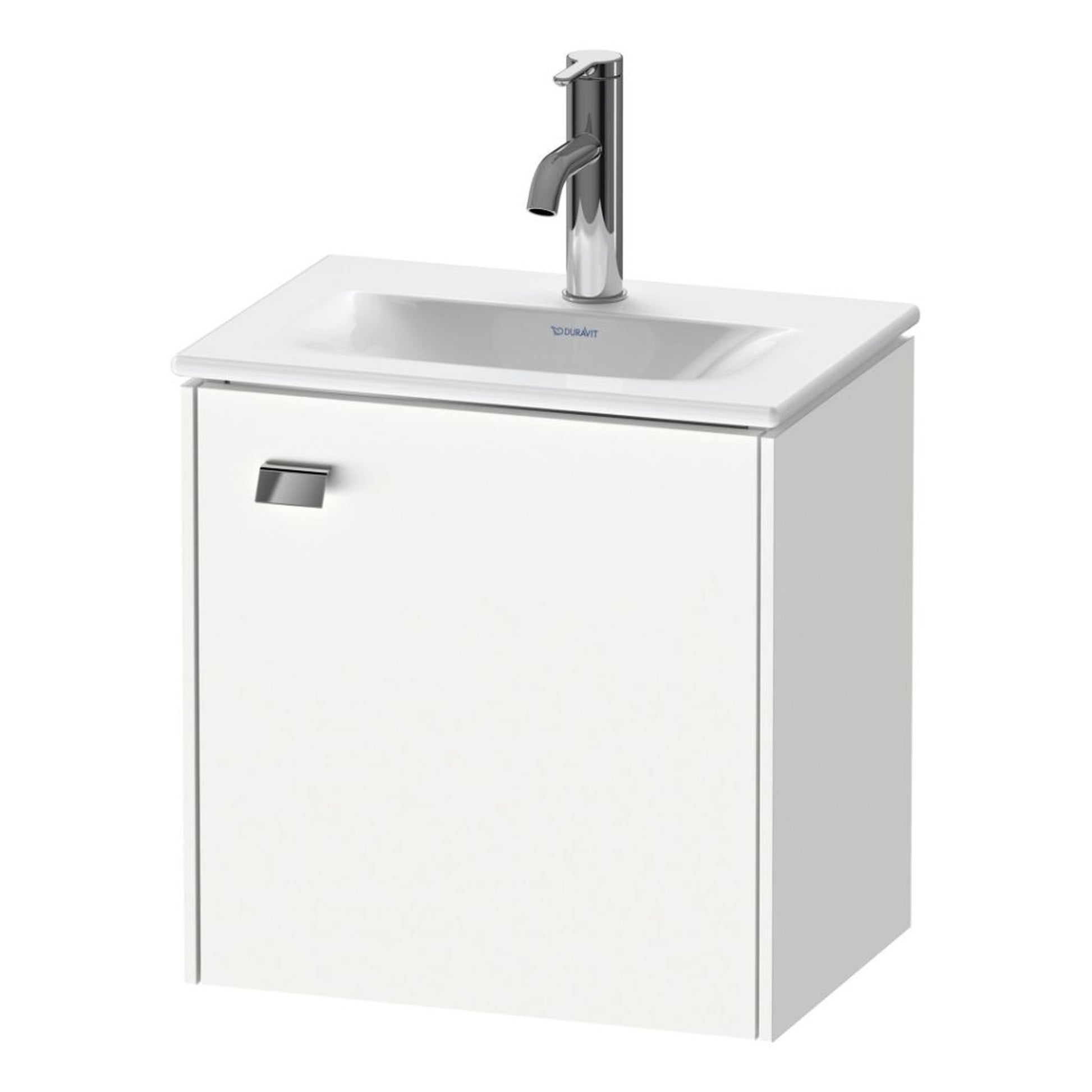 Duravit Brioso BR4208 17" x 17" x 12" Wall-Mount Vanity Unit With Right Hinge One Door Cabinet in White Matt and Chrome Handle