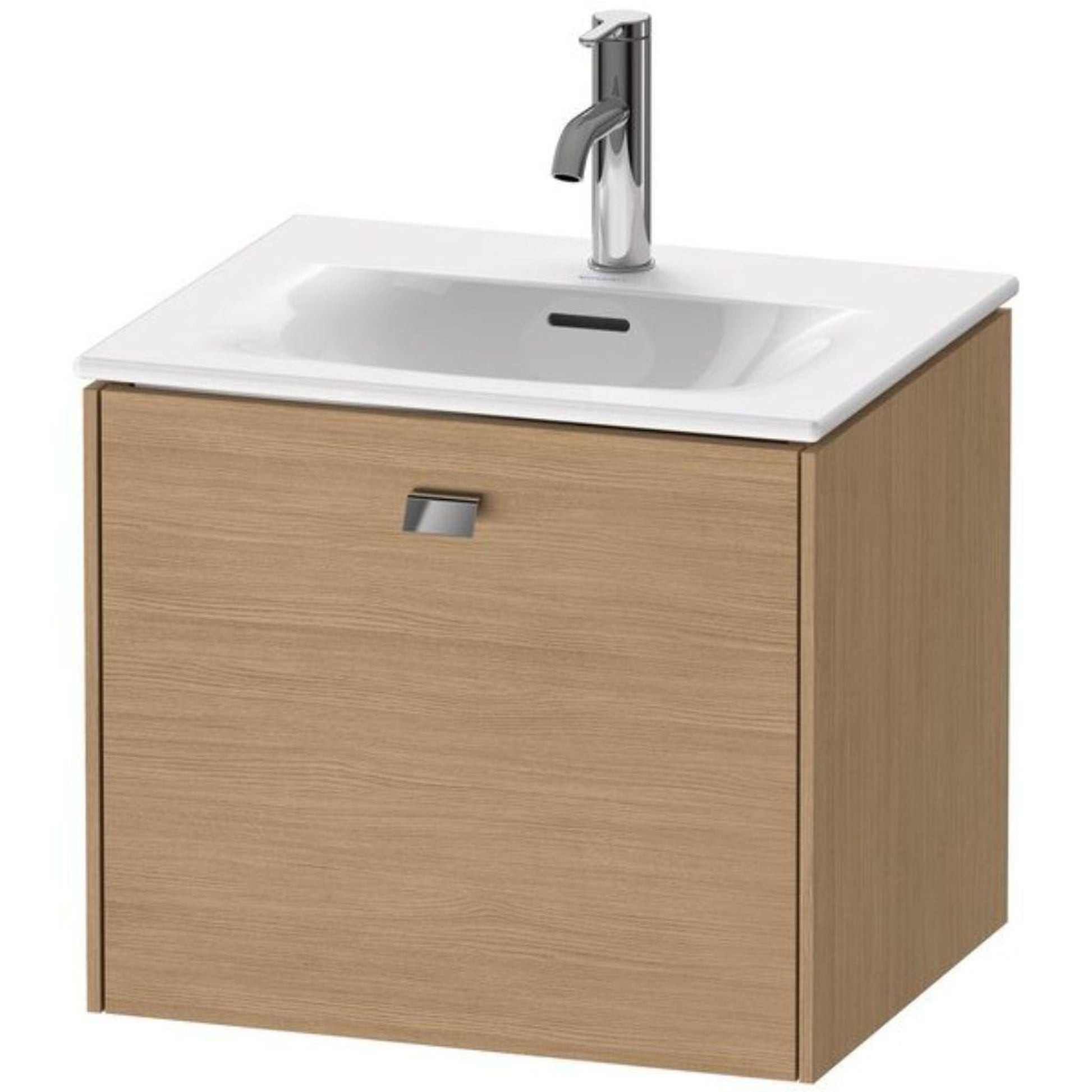 Duravit Brioso BR42090 20" x 17" x 16" One Drawer Wall-Mount Vanity Unit in European Oak and Chrome Handle