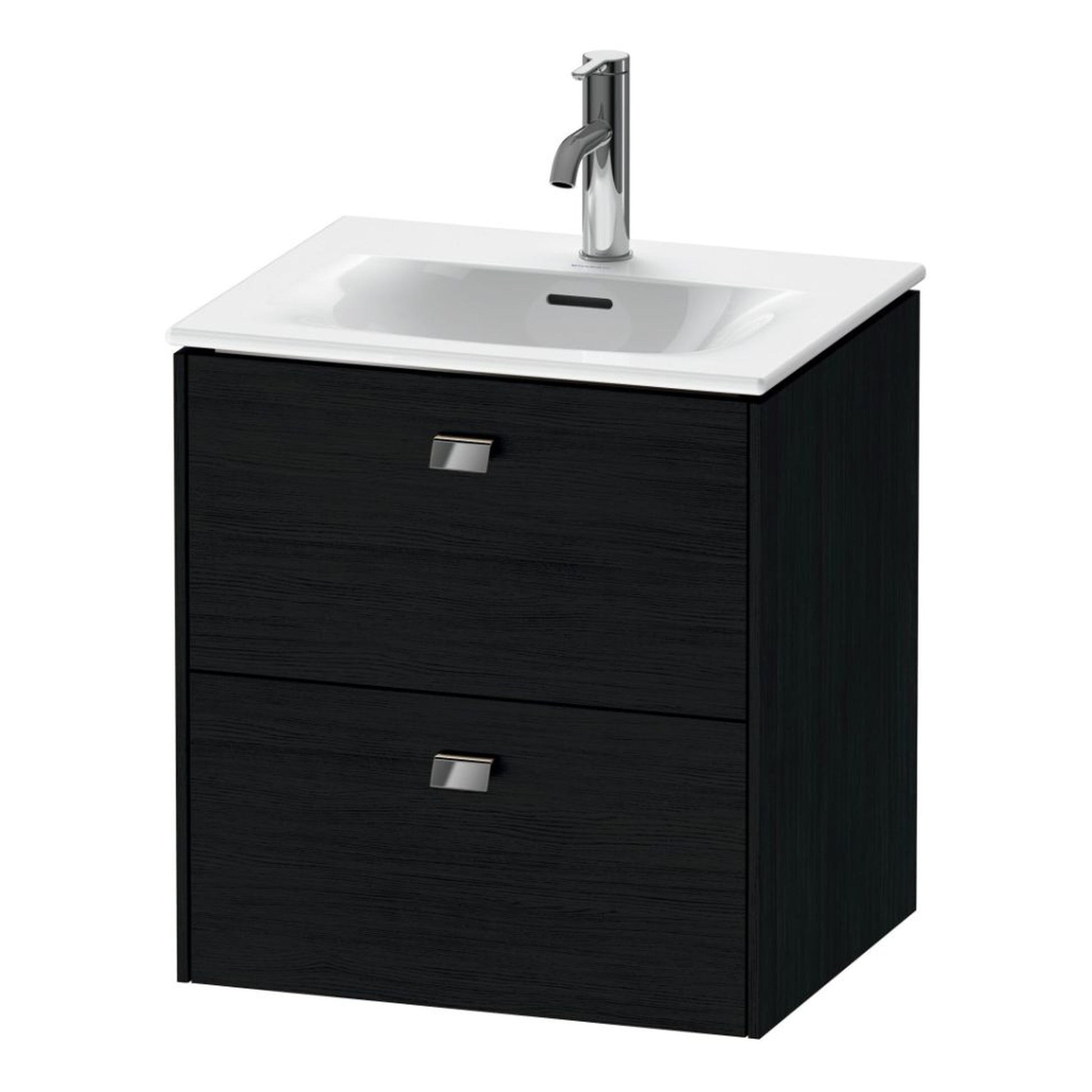 Duravit Brioso BR43090 20" x 22" x 16" Two Drawer Wall-Mount Vanity Unit in Black Oak and Chrome Handle