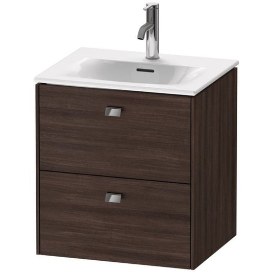 Duravit Brioso BR43090 20" x 22" x 16" Two Drawer Wall-Mount Vanity Unit in Chestnut Dark and Chrome Handle