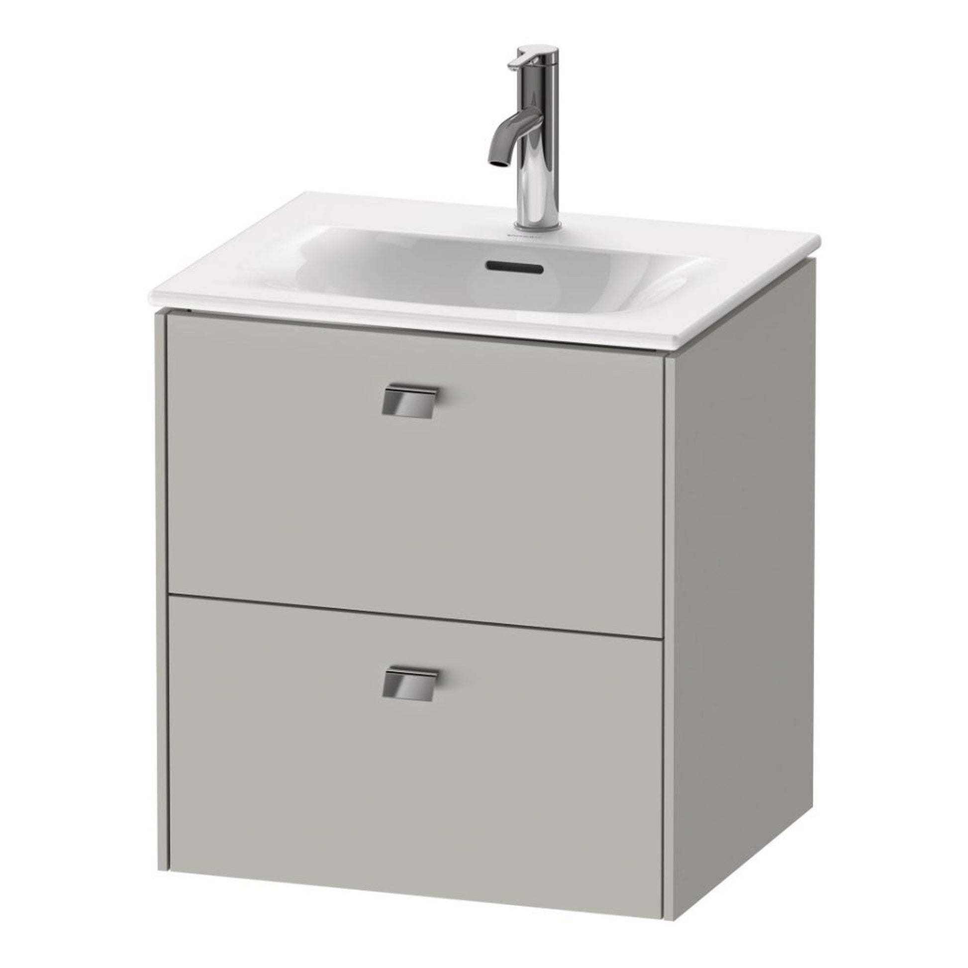 Duravit Brioso BR43090 20" x 22" x 16" Two Drawer Wall-Mount Vanity Unit in Concrete Grey Matt and Chrome Handle