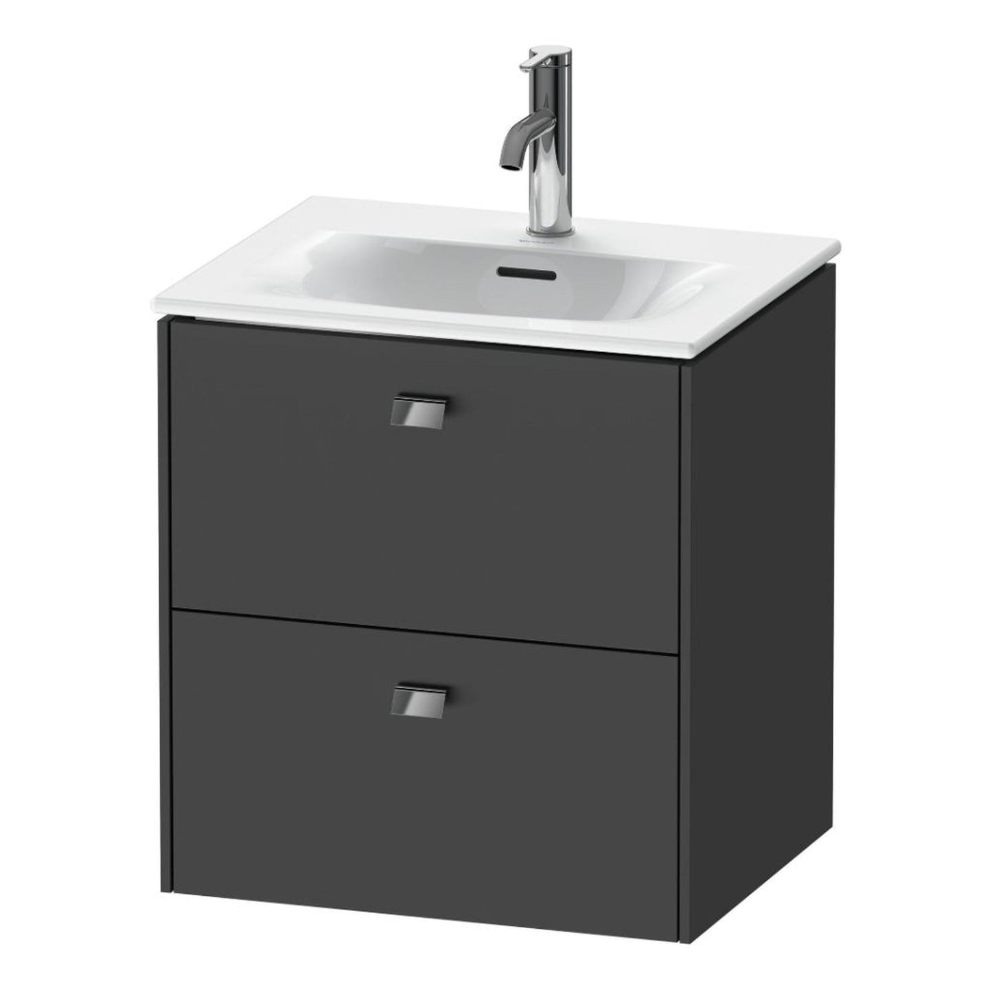 Duravit Brioso BR43090 20" x 22" x 16" Two Drawer Wall-Mount Vanity Unit in Graphite Matt and Chrome Handle