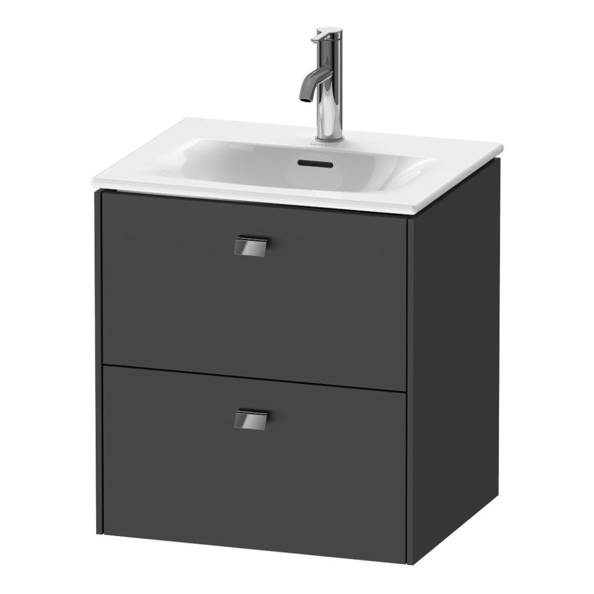 Duravit Brioso BR43090 20" x 22" x 16" Two Drawer Wall-Mount Vanity Unit in Graphite Matt and Chrome Handle