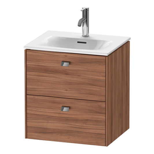 Duravit Brioso BR43090 20" x 22" x 16" Two Drawer Wall-Mount Vanity Unit in Natural Walnut and Chrome Handle