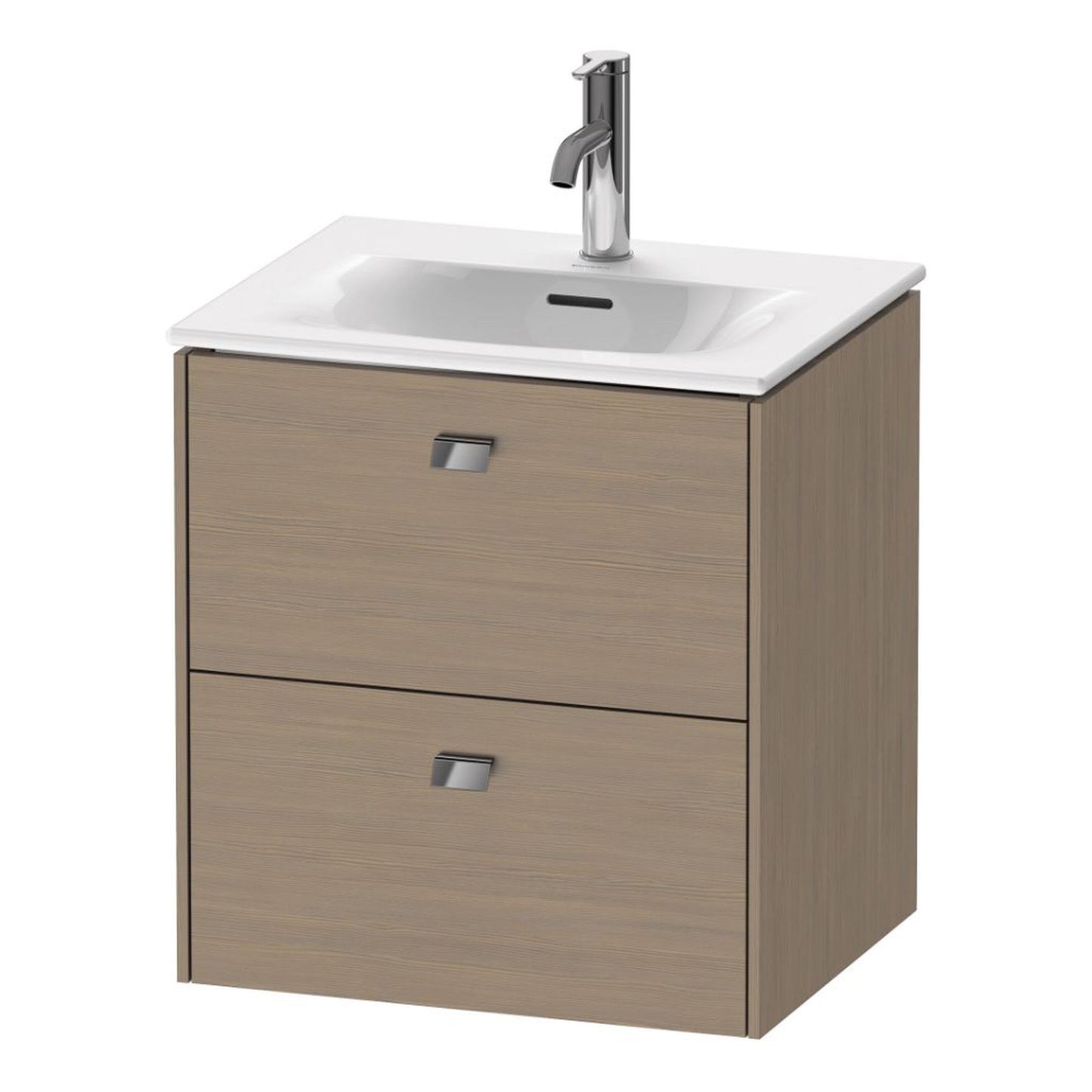 Duravit Brioso BR43090 20" x 22" x 16" Two Drawer Wall-Mount Vanity Unit in Oak Terra and Chrome Handle
