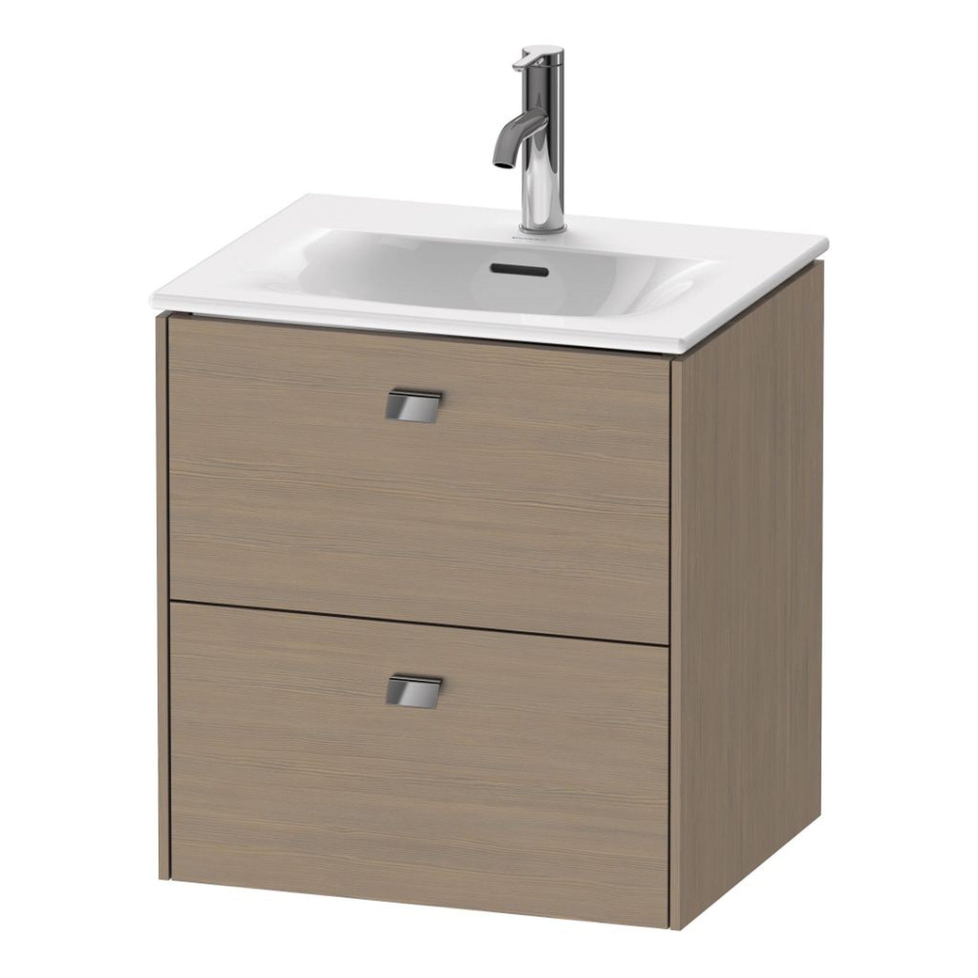 Duravit Brioso BR43090 20" x 22" x 16" Two Drawer Wall-Mount Vanity Unit in Oak Terra and Chrome Handle
