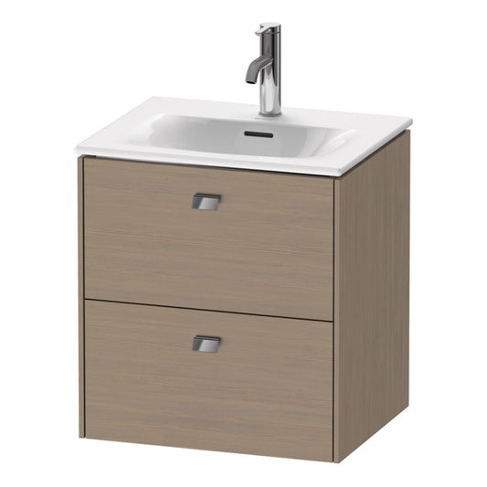 Duravit Brioso BR43090 20" x 22" x 16" Two Drawer Wall-Mount Vanity Unit in Oak Terra and Chrome Handle