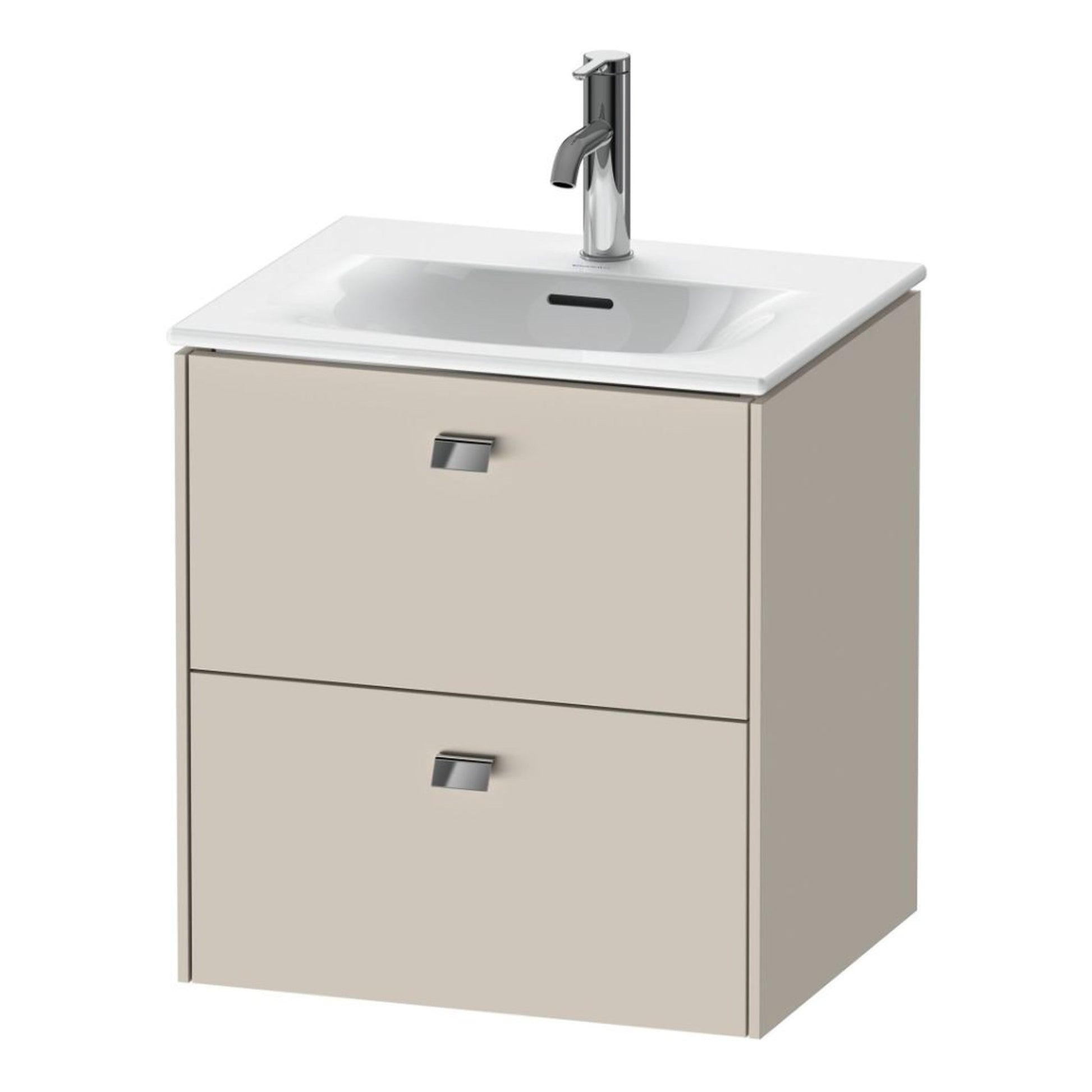 Duravit Brioso BR43090 20" x 22" x 16" Two Drawer Wall-Mount Vanity Unit in Taupe and Chrome Handle