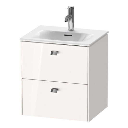 Duravit Brioso BR43090 20" x 22" x 16" Two Drawer Wall-Mount Vanity Unit in White High Gloss and Chrome Handle