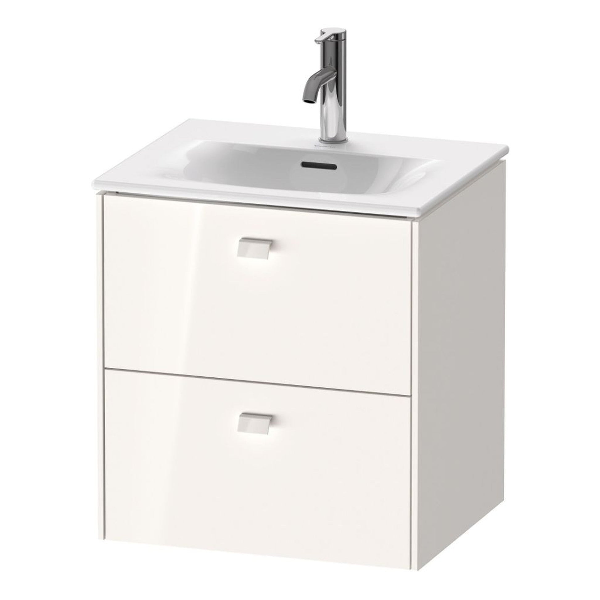 Duravit Brioso BR43090 20" x 22" x 16" Two Drawer Wall-Mount Vanity Unit in White High Gloss