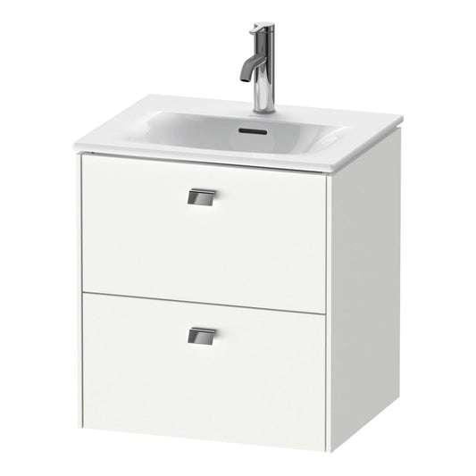 Duravit Brioso BR43090 20" x 22" x 16" Two Drawer Wall-Mount Vanity Unit in White Matt and Chrome Handle