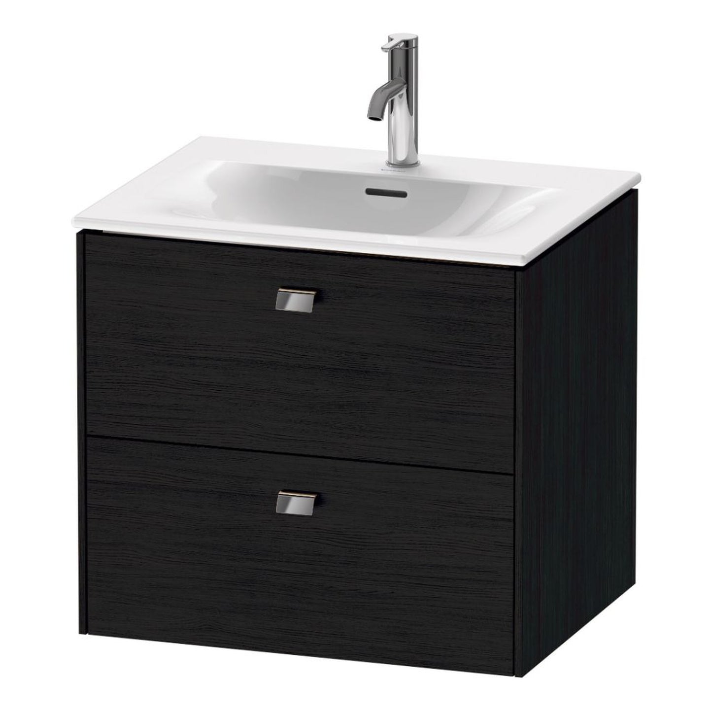 Duravit Brioso BR43100 24" x 22" x 19" Two Drawer Wall-Mount Vanity Unit in Black Oak and Chrome Handle