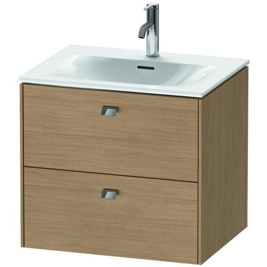 Duravit Brioso BR43100 24" x 22" x 19" Two Drawer Wall-Mount Vanity Unit in European Oak and Chrome Handle