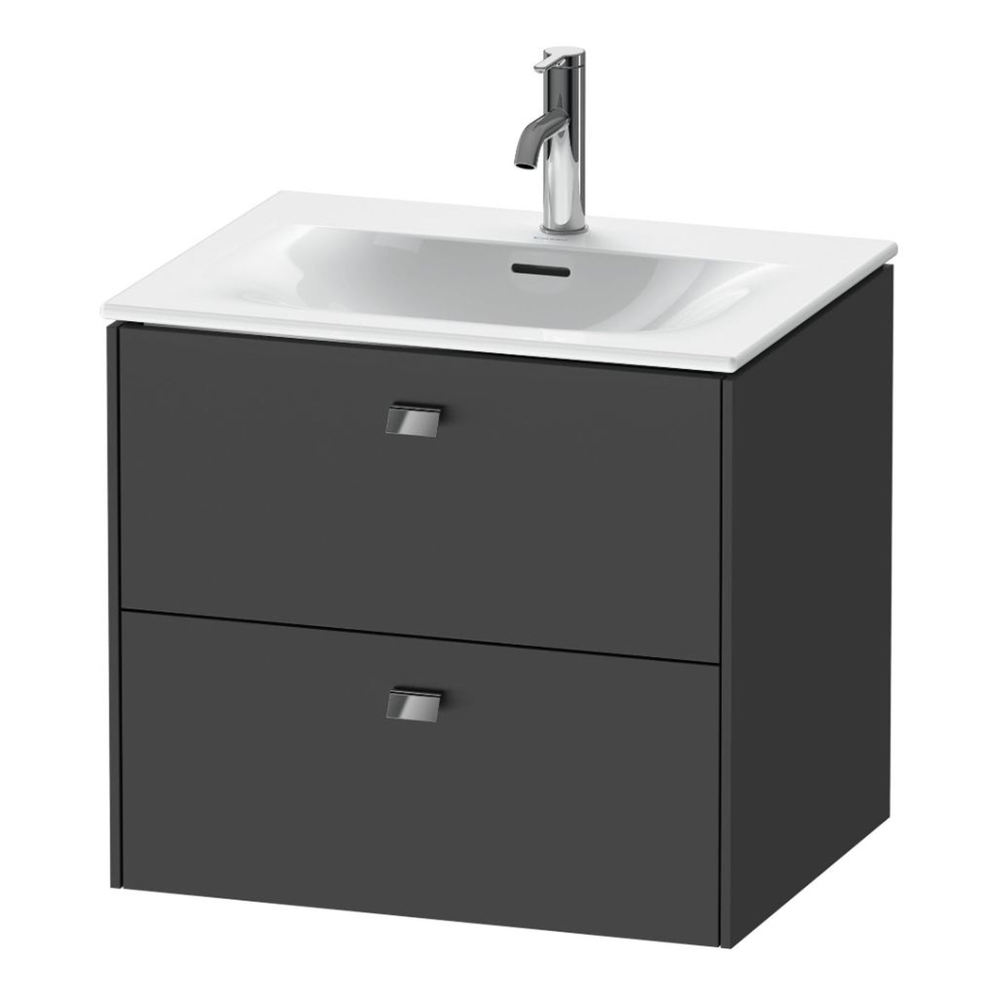 Duravit Brioso BR43100 24" x 22" x 19" Two Drawer Wall-Mount Vanity Unit in Graphite Matt and Chrome Handle