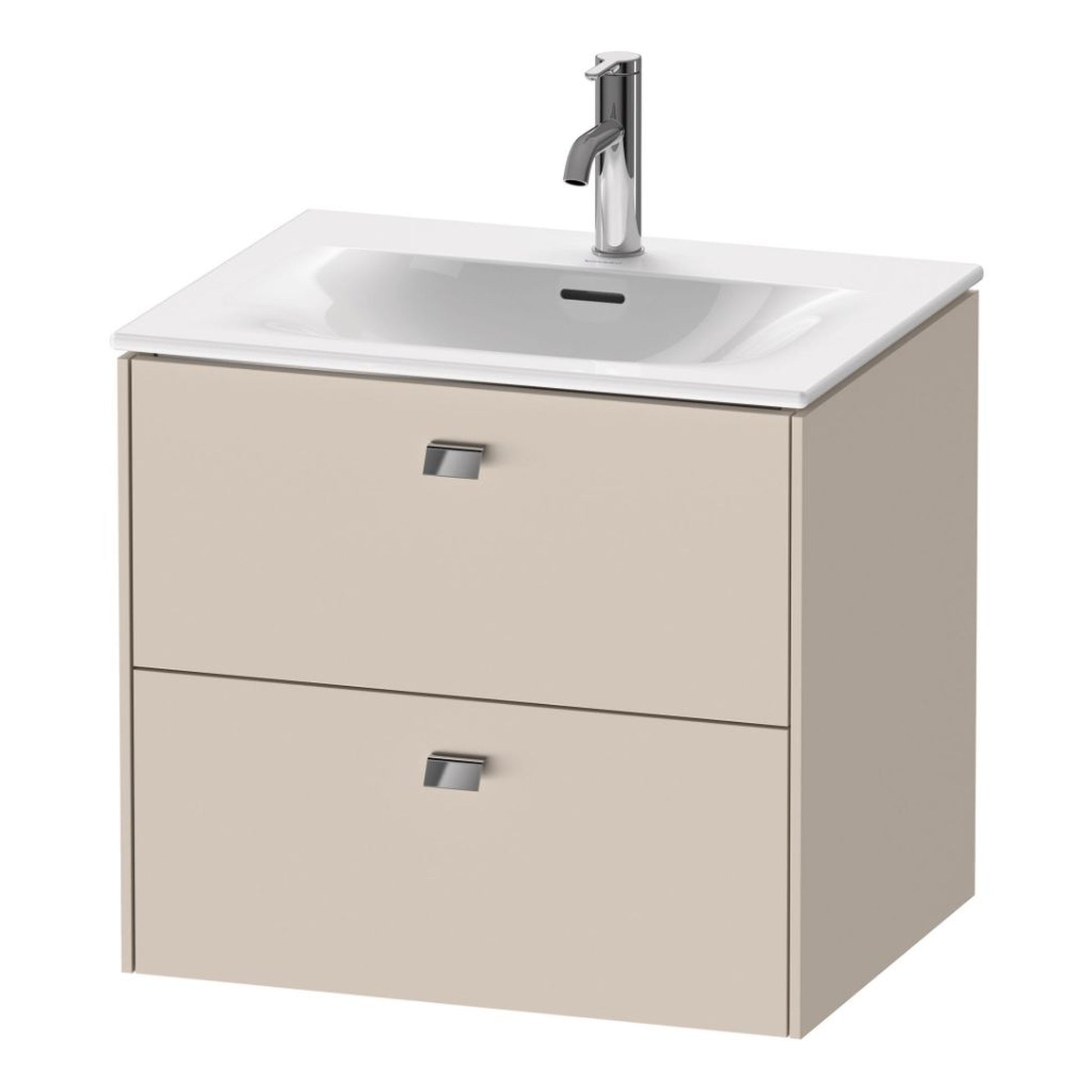 Duravit Brioso BR43100 24" x 22" x 19" Two Drawer Wall-Mount Vanity Unit in Taupe and Chrome Handle