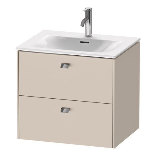 Duravit Brioso BR43100 24" x 22" x 19" Two Drawer Wall-Mount Vanity Unit in Taupe and Chrome Handle