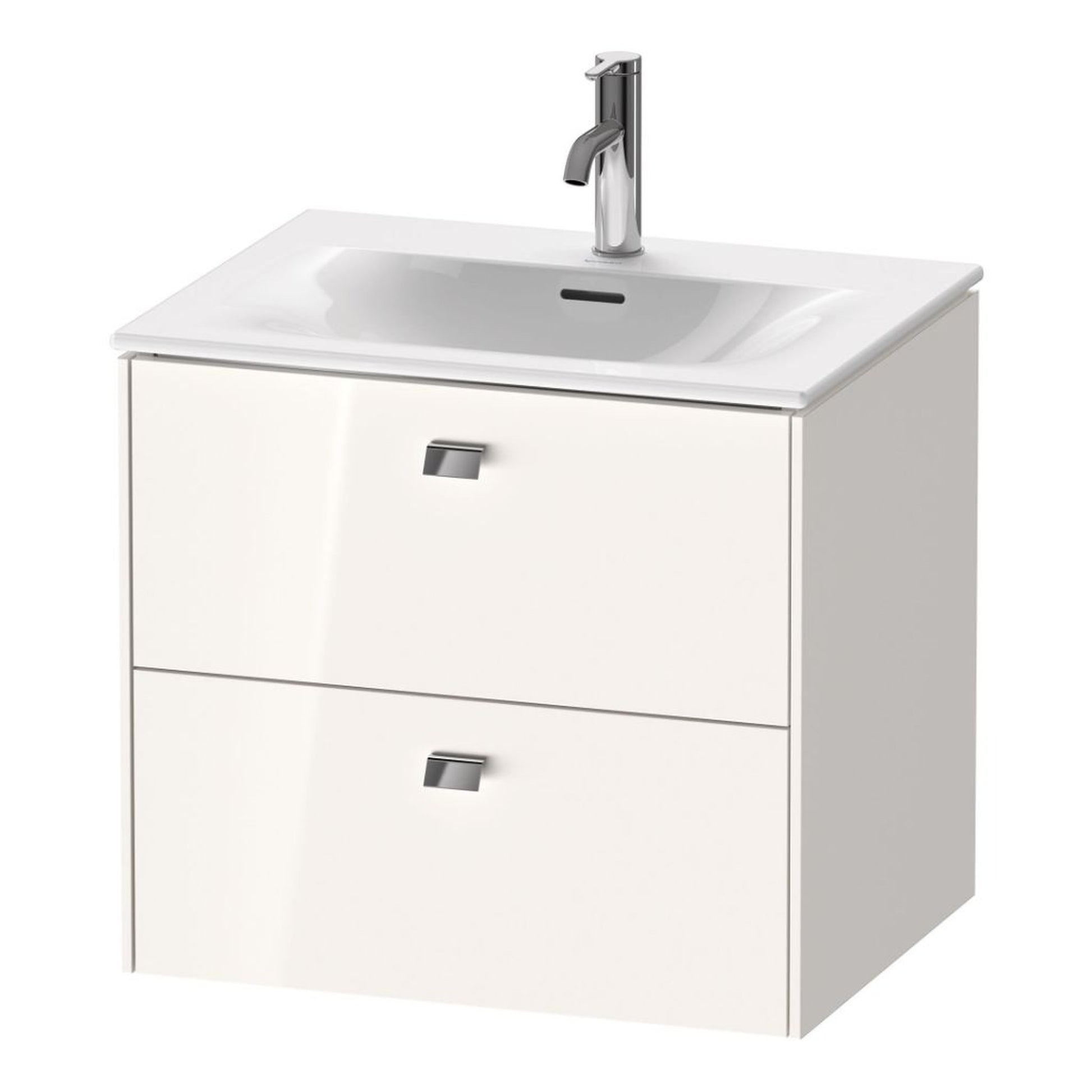 Duravit Brioso BR43100 24" x 22" x 19" Two Drawer Wall-Mount Vanity Unit in White High Gloss and Chrome Handle
